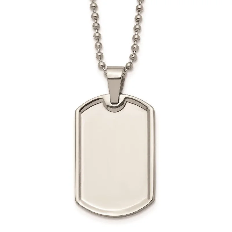 Colorful Pendant Necklaces-Stainless Steel Polished Dog Tag Necklace