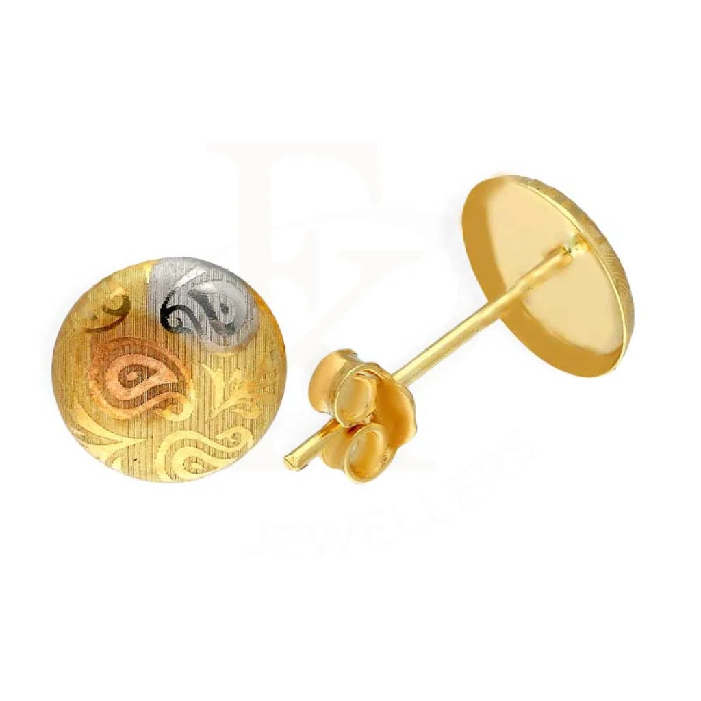 Fine Gold Earrings-Gold Round Shaped Stud Earrings 18KT - FKJERN18K2785