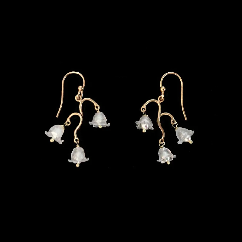 Gemstone Earrings for Weddings-Fine Lily of the Valley Earrings - Dainty Wire