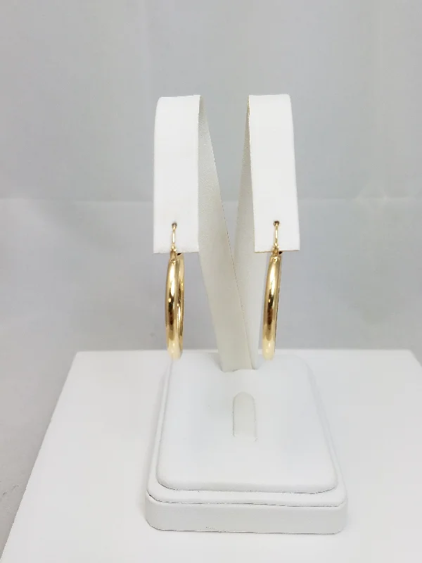 High-End Gold Earrings-Classic 14k Yellow Gold Hollow Hoop Earrings