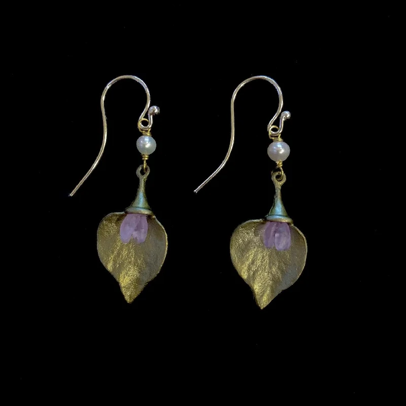 Pearls and Gold Earrings-Lilac Earrings - Pearl Wire