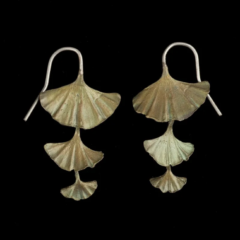 Big Earrings for Women-Ginkgo Earrings - Triple Leaf