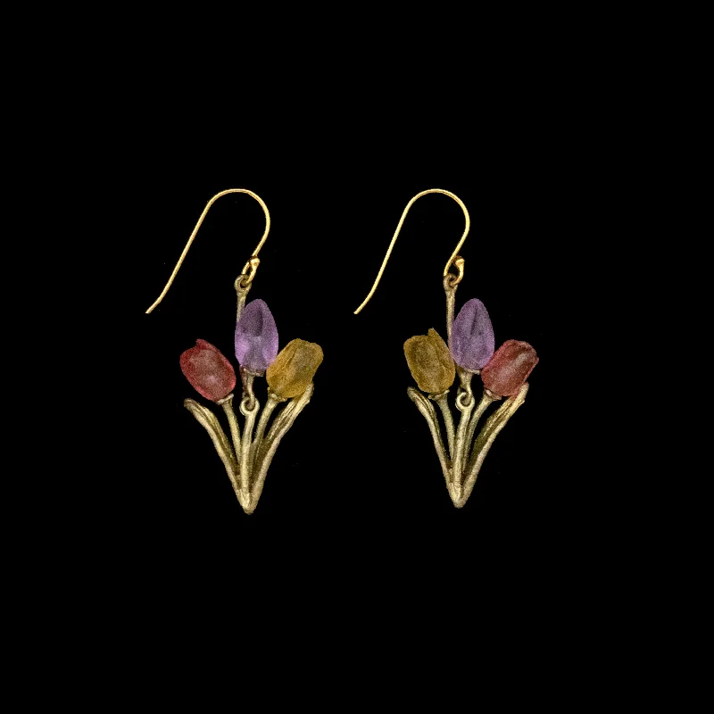 Unique Silver Earrings-Tulip Earrings - Bouquet Wire