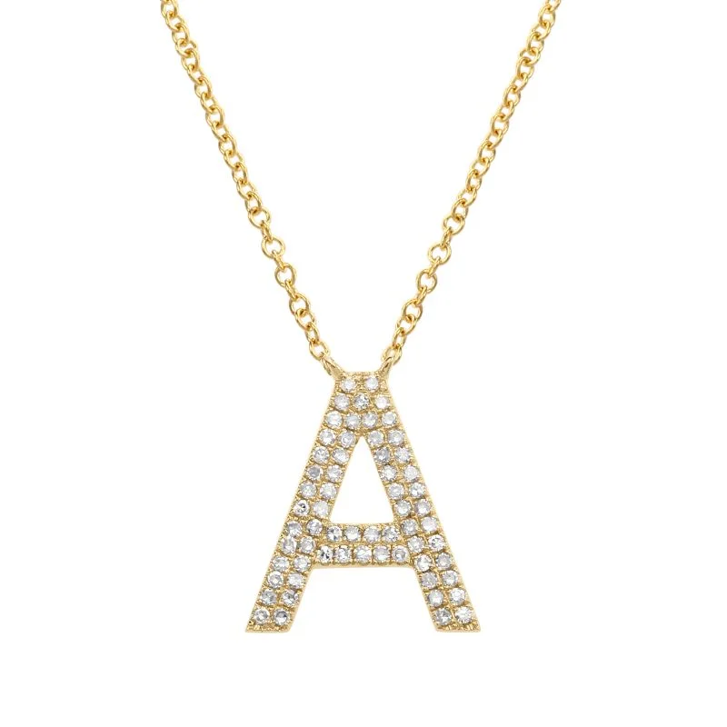 Large Pendant Necklaces-DOUBLE ROW DIAMOND  INITIAL NECKLACES