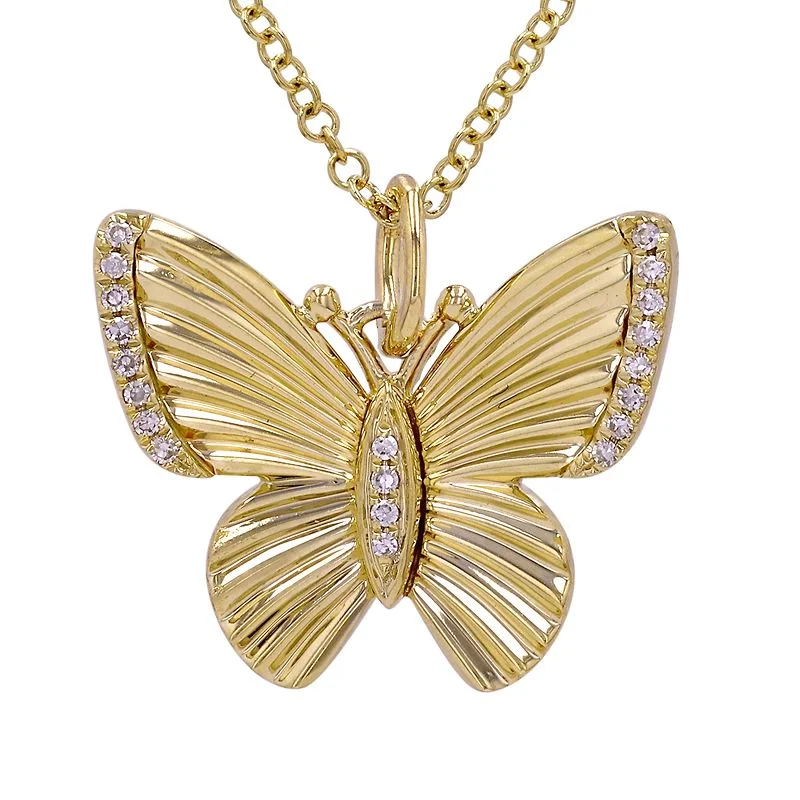 Artistic Silver Necklaces-TAYLOR FLUTED BUTTERFLY NECKLACE