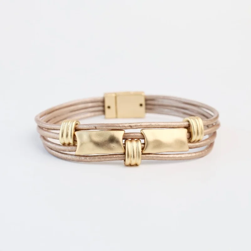 High-End Gold Wedding Bracelets-Matte Gold Champagne Rectangle Bracelet