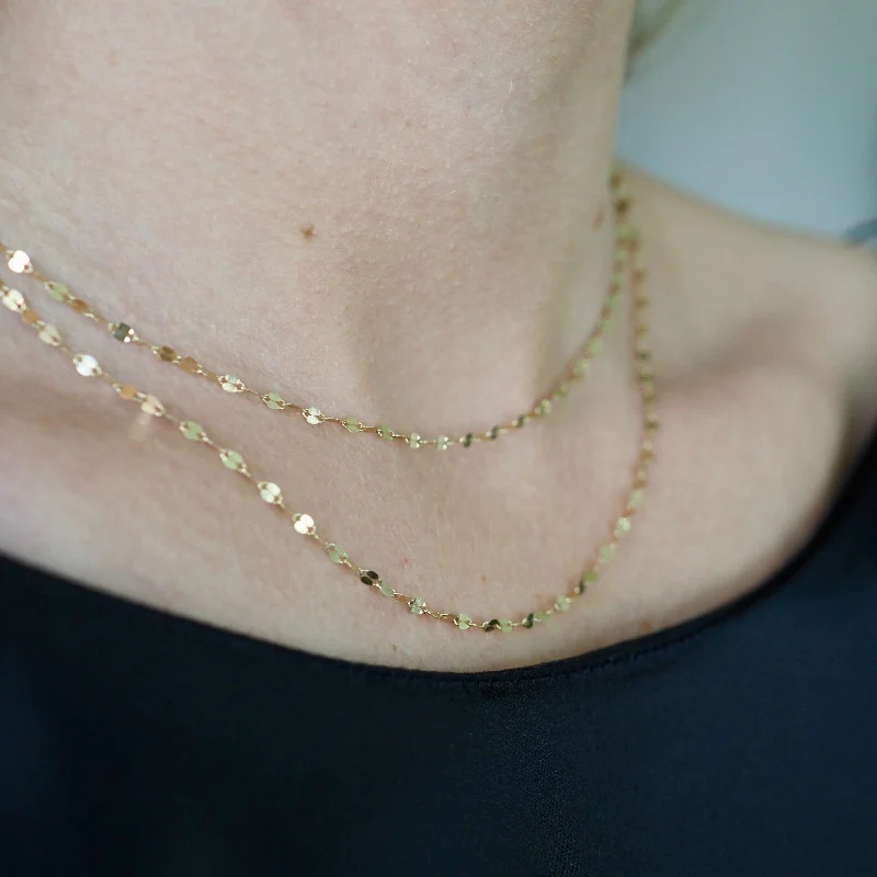 Long Silver Necklaces-BRINNE 14K  PIATTO CHAIN NECKLACES