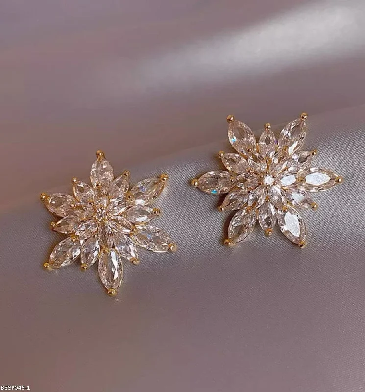 Big Earrings for Women-Cystal flower earrings