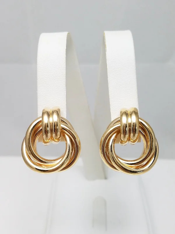 Large Statement Earrings-Large Love Knot Earrings in 14k Yellow Gold