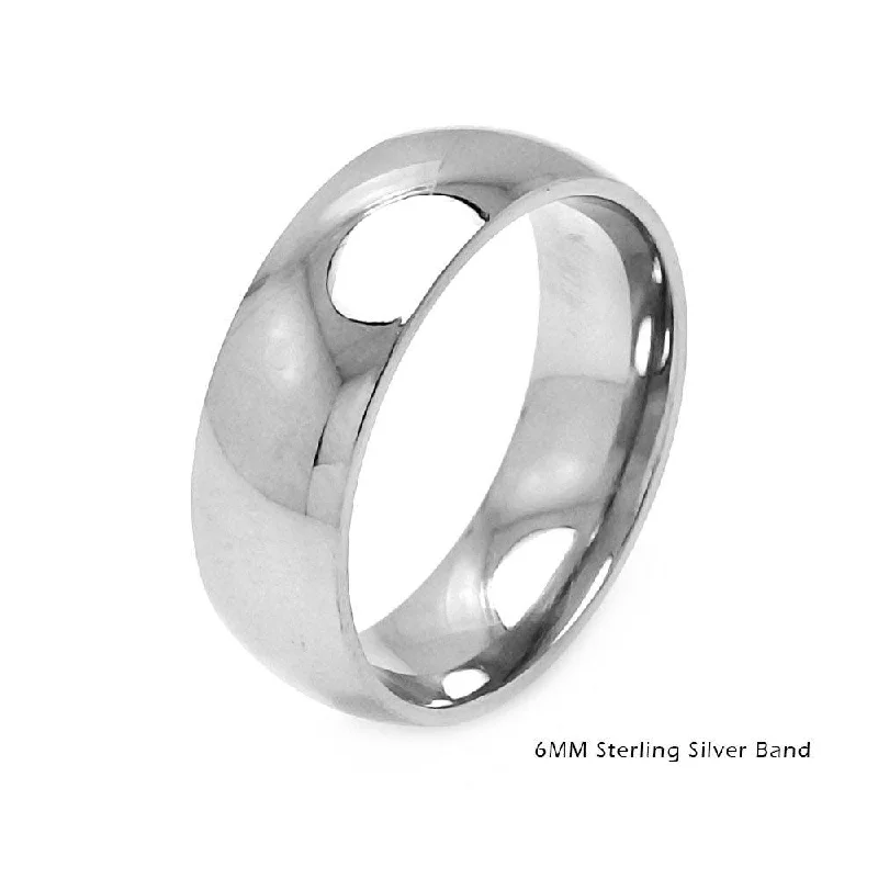 Luxury Silver Rings-High Polished 925 Sterling Silver Plain Wedding Band Round Ring - RING01-6MM