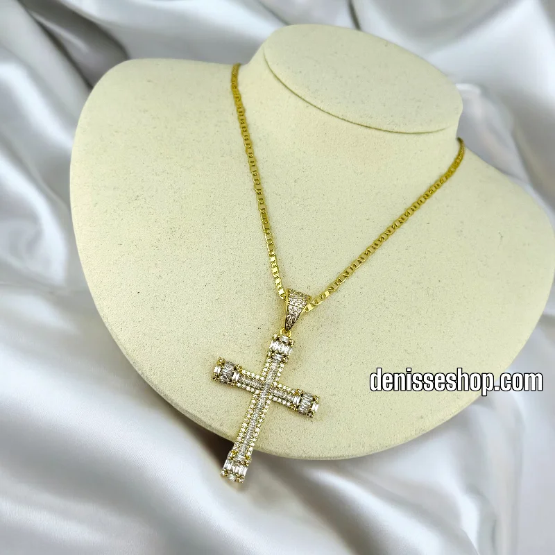 Colorful Necklace Pendants-14K SHINY CROSS NECKLACE 20” N78