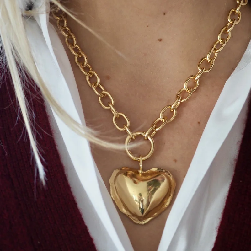 Trendy Chain Necklaces-ALEXANDRA PUFFED  HEART NECKLACE