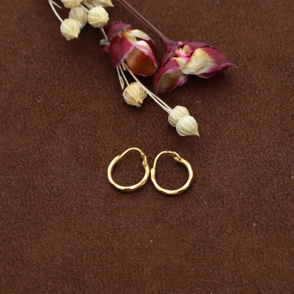 Beautiful Pearl Drop Earrings-Gold Twisted Huggie Hoop Earring 21KT - FKJERN21KM7995