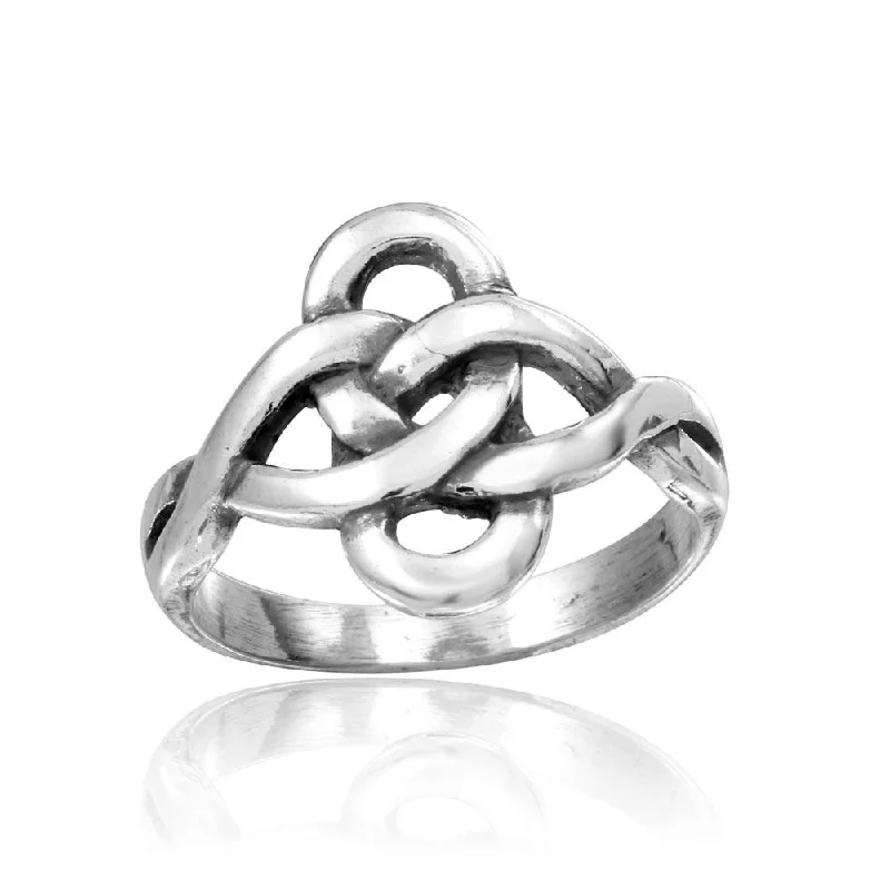 High-End Diamond Rings-High Polished 925 Sterling Silver Linked Loop Ring - CR00814