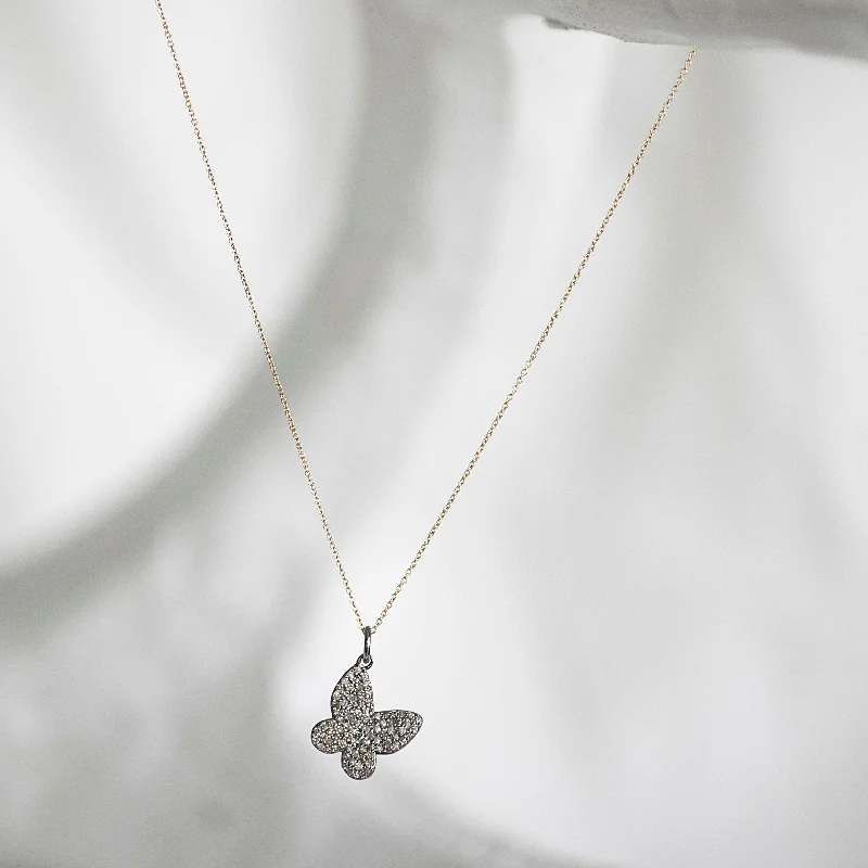 Long Gold Chain Necklaces-ALANA PAVE BUTTERFLY NECKLACE