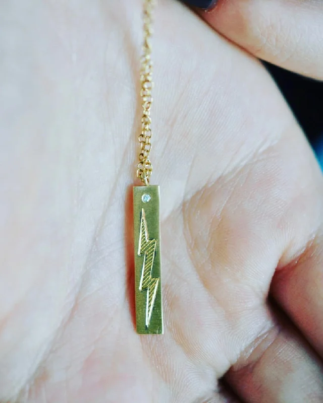 Luxury Gemstone Pendant Necklaces-ELIZABETH LIGHTNING BOLT NECKLACE