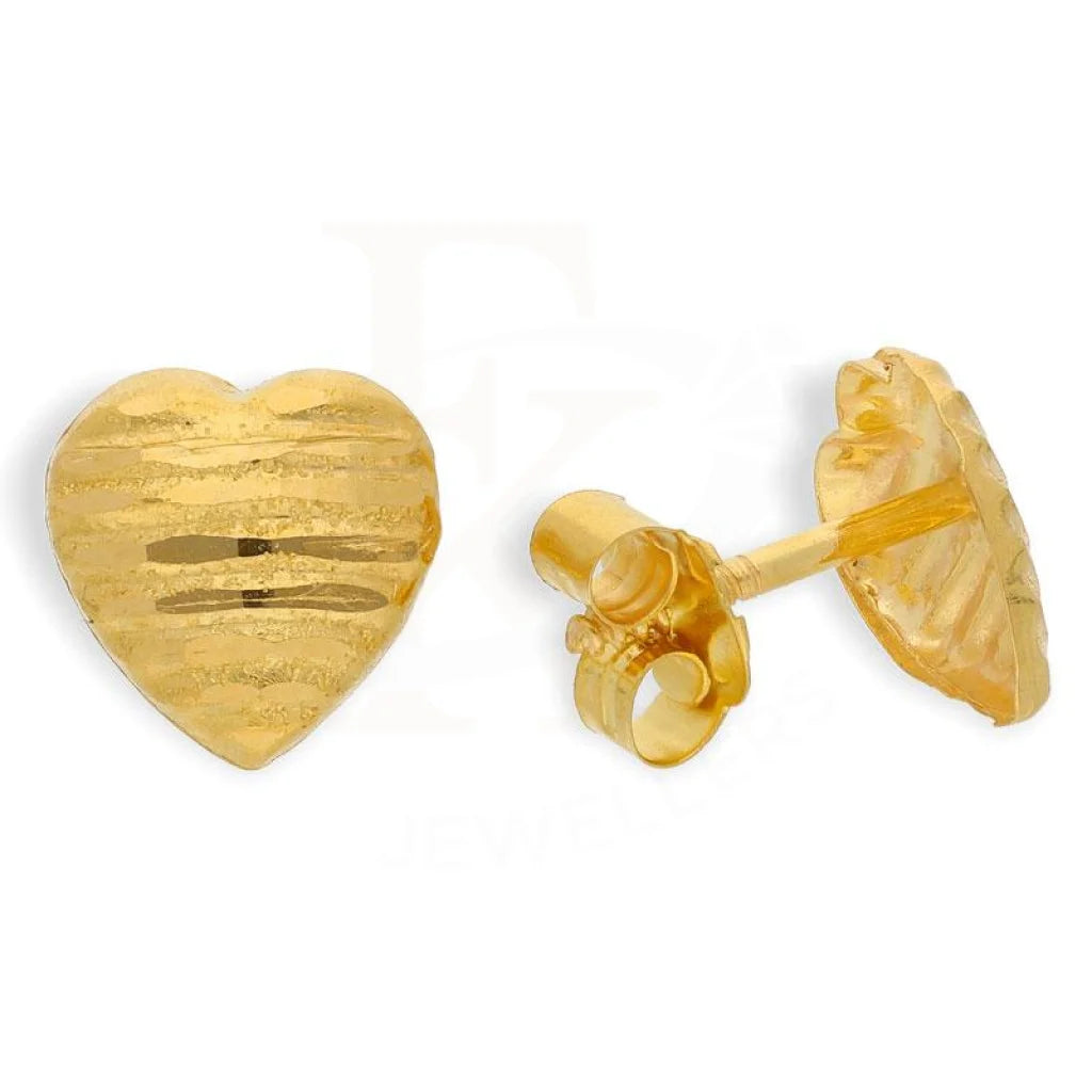 High-Quality Earrings-Gold Stud Heart Earrings 18KT - FKJERN1455