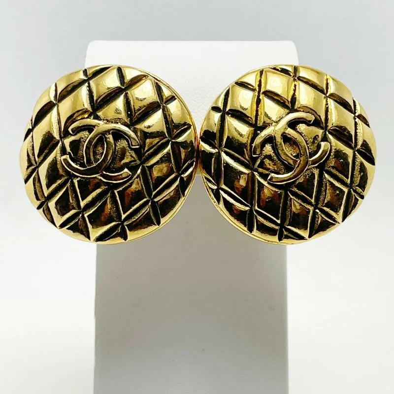 Big Statement Earrings-New! Chanel 30mm Quilted Design Earrings