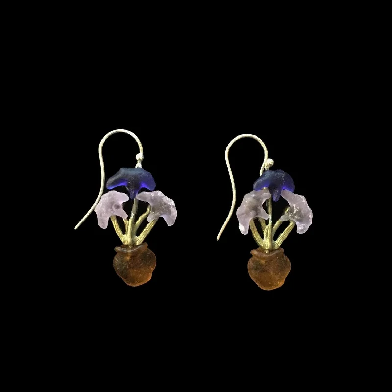 Delicate Drop Earrings-Van Gogh Irises Earrings - Wire