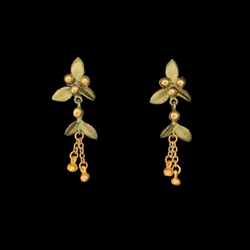 Elegant Drop Earrings-Golden Myrtle Earrings - Dangle Post