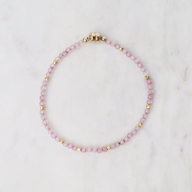 Chunky Bracelets for Women-Single Strand Pink Topaz Magnetic Bracelet