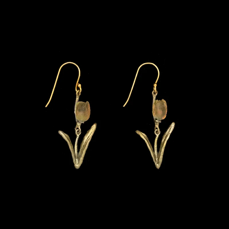 Dainty Silver Earrings-Tulip Earrings - Wire (Yellow)