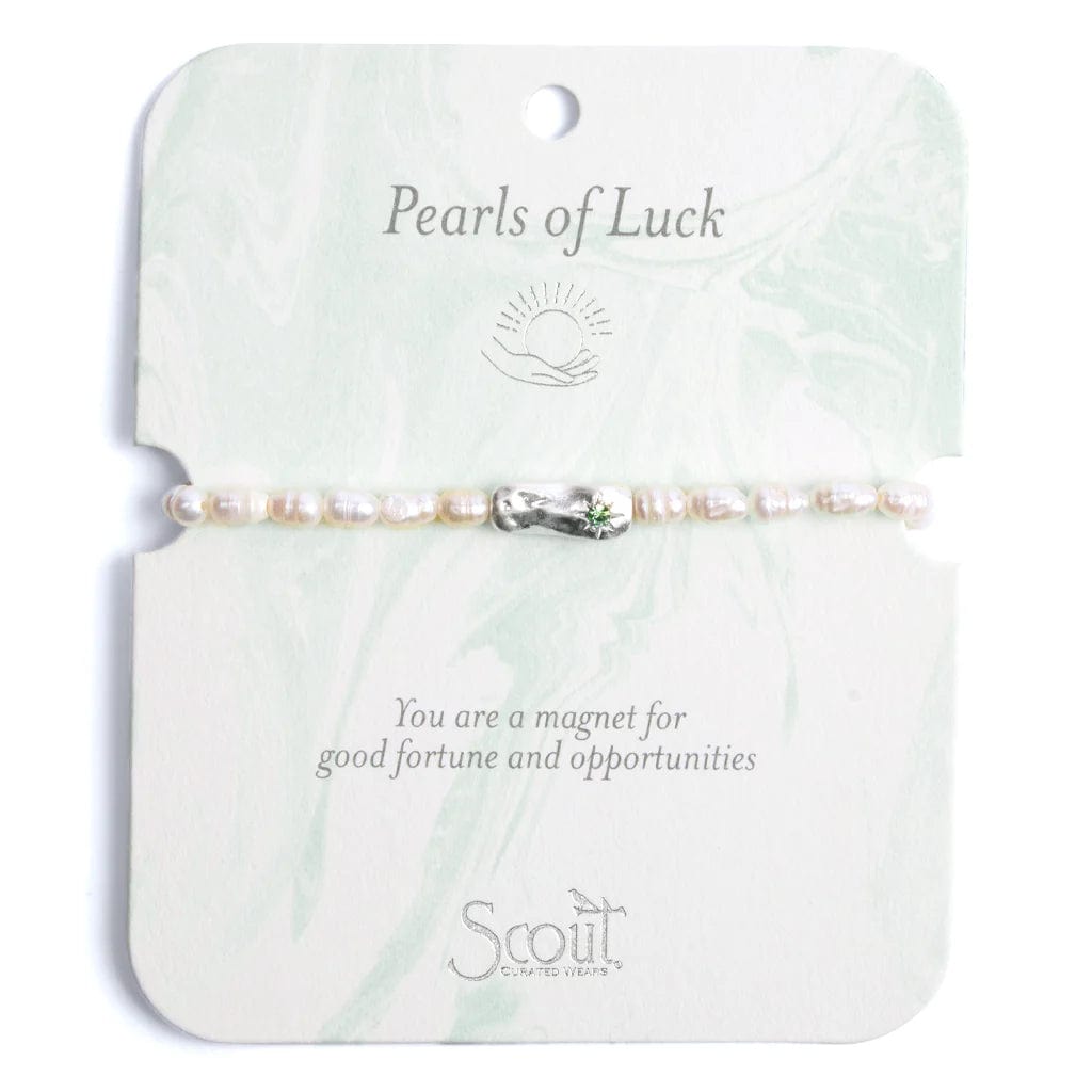 Fashionable Friendship Bracelets-Pearls of Luck Affirmation Bracelet in Silver