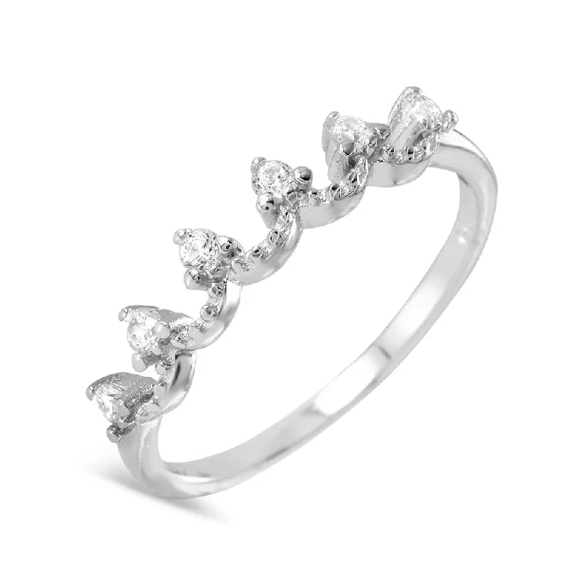 Simple Gemstone Rings-Silver 925 Rhodium Plated Open Adjustable CZ Ring - BGR00961