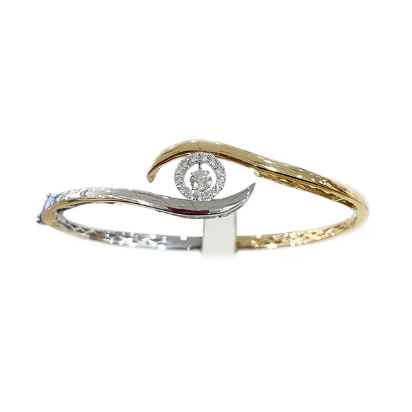 Beautiful Silver Wedding Bangles-14k Two Tone Dancing Diamond Bangle