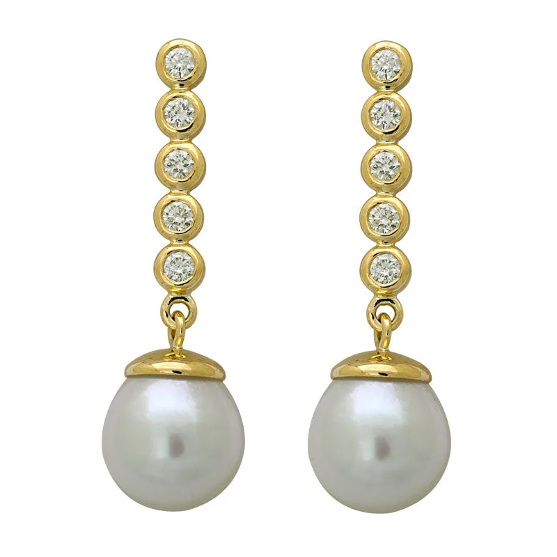 Luxury Diamond Earrings-EARRINGS- S.S. PEARL AND DIAMOND IN 18K GOLD