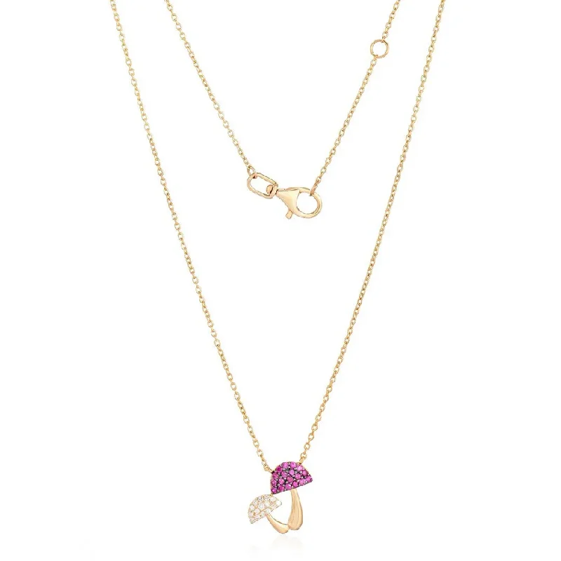 Trendy Birthstone Necklaces-VAL DOUBLE MUSHROOM NECKLACES