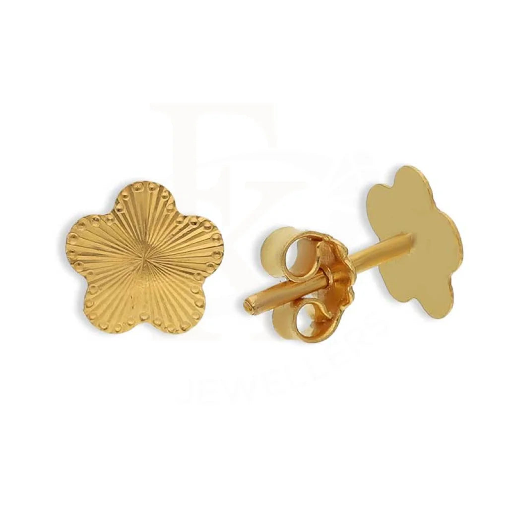 Fashionable Statement Earrings-Gold Flower Shaped Stud Earrings 21KT - FKJERN21K3077