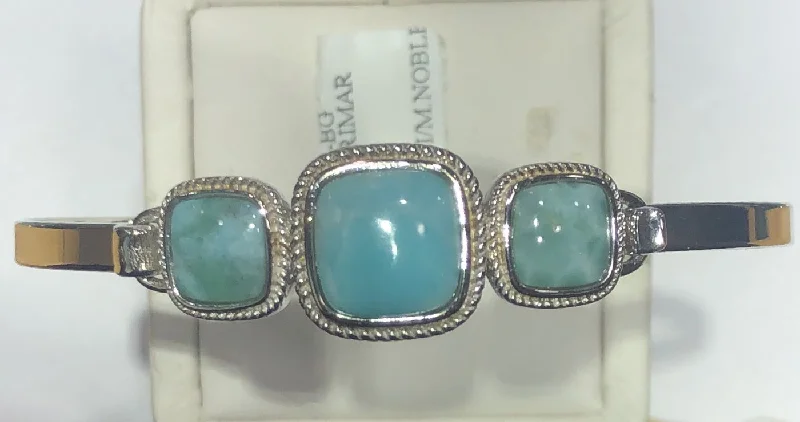 Trendy Gemstone Bangles-Sterling Silver Larimar Bangle