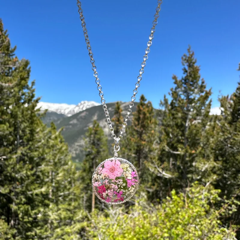 Custom Diamond Necklaces-Garden of Pink Flowers Necklace - BG 116