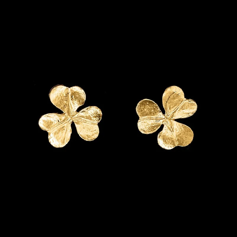 Luxury Gold Earrings-Fine Clover Earrings - Small Post