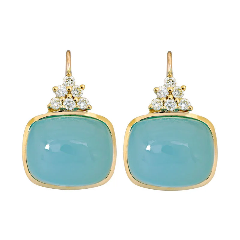 Fashion Earrings for Teens-Earrings- Chalcedony and Diamond