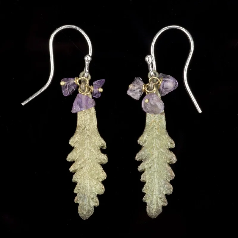 Artistic Earrings-French Lavender Earrings - Amethyst Wire