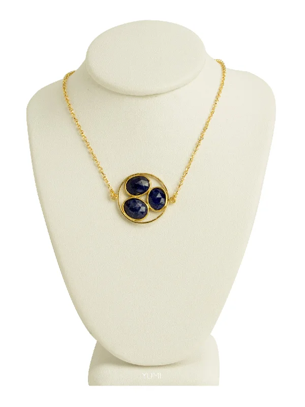 Luxury Diamond Necklaces-Blue Lapis Cluster Necklace