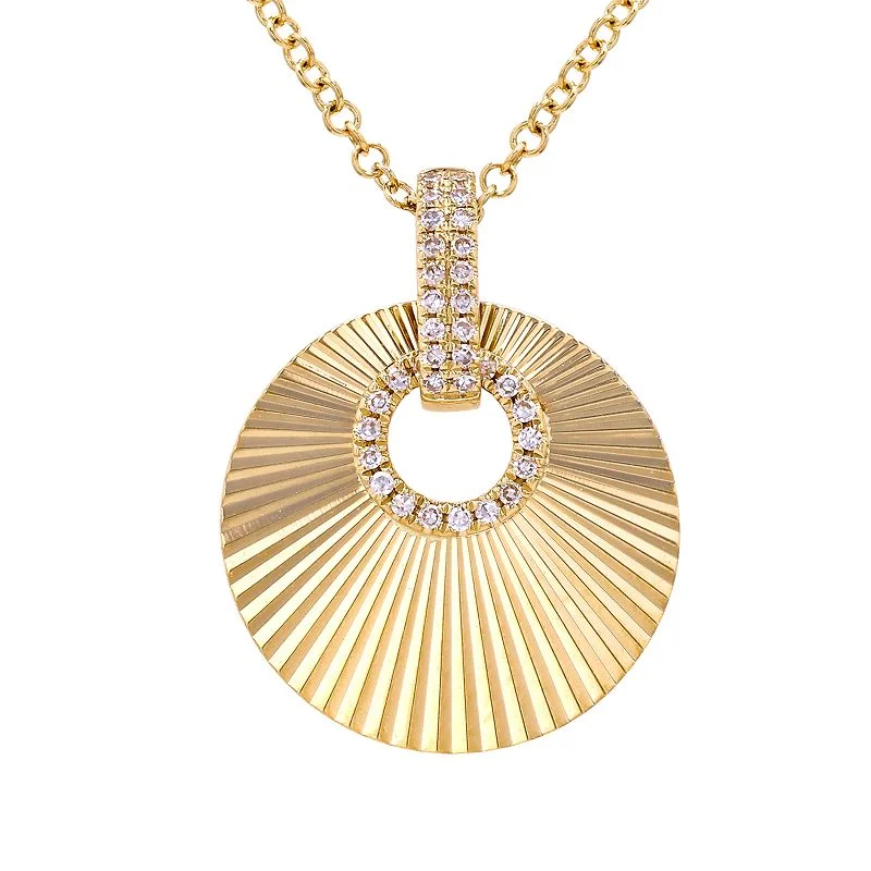 Silver Chain Necklaces-AURA FLUTED DISC NECKLACE