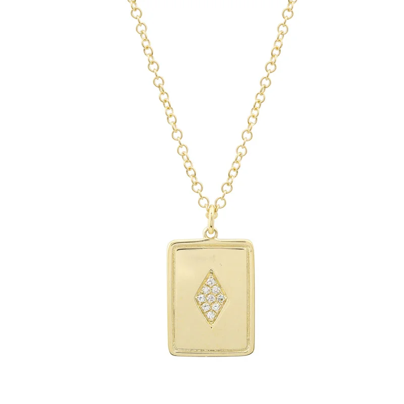 Diamond Pendant Necklaces-WILLOW CARD SHAPE NECKLACE