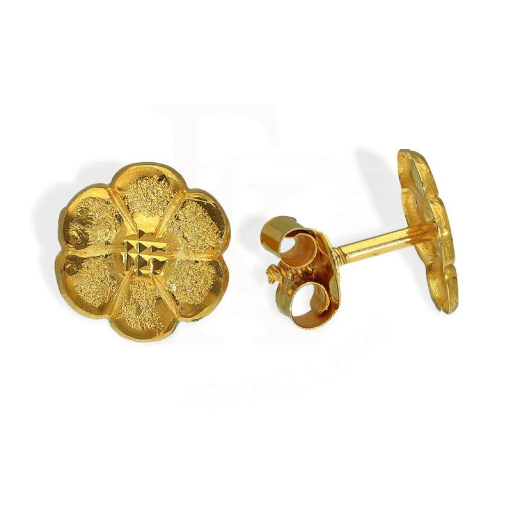 Fancy Dangle Earrings-Gold Flower Stud Earrings 18KT - FKJERN18K2585