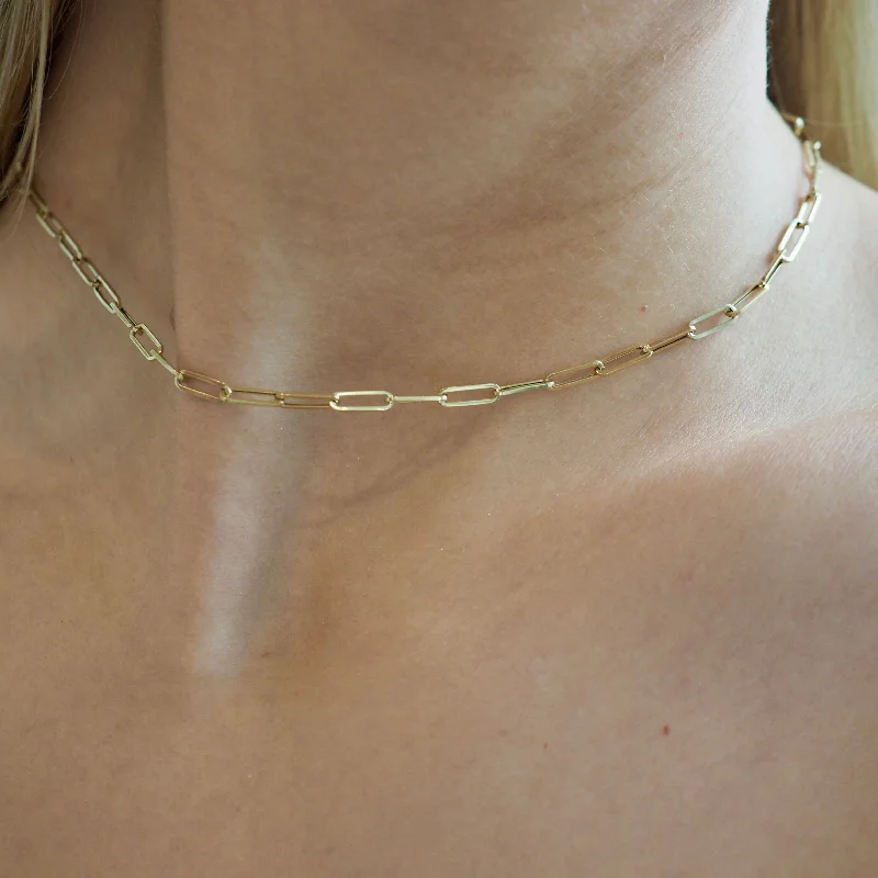 Luxury Diamond Necklaces for Weddings-RILEE PAPERCLIP CHAIN  NECKLACE