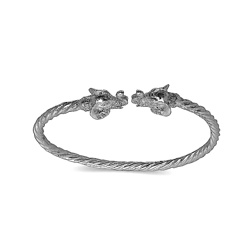 Luxury Silver Bangle Sets-Better Jewelry Elephant ends coiled rope West Indian bangle .925 Sterling silver, 1 piece