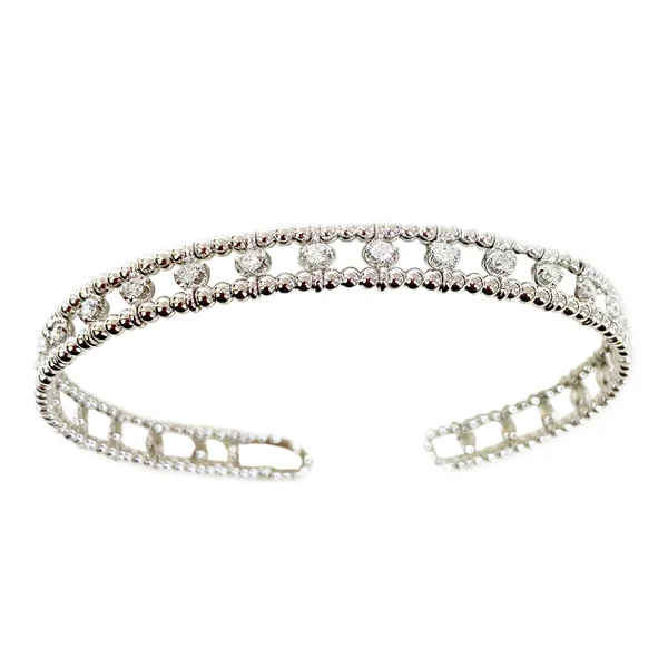 Modern Gold Wedding Bangles-14k White Gold Diamond Bangle