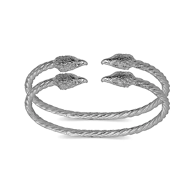 Wedding Bangle Bracelets Sets-Better Jewelry Eagle Ends Coiled Rope West Indian Bangles .925 Sterling Silver, 1 pair