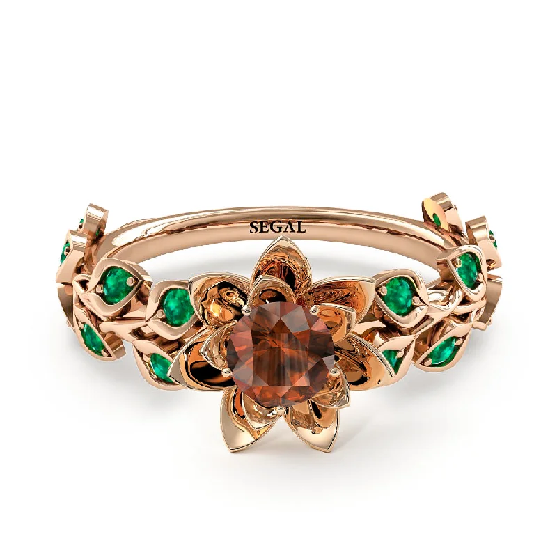 Customizable Engagement Bands-Lotus Flower And Leaves - Anna no. 1102