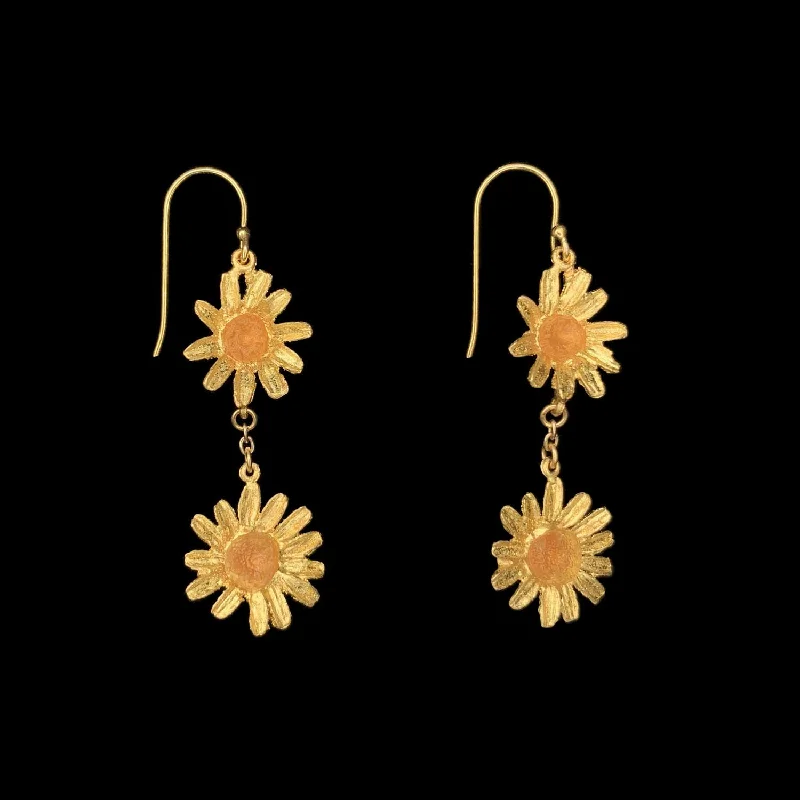 Rose Gold Earrings-Yellow Butter Daisy Earrings - 2-Flower Wire