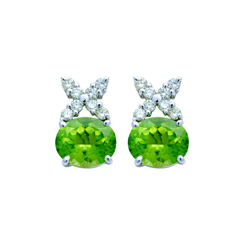 Handmade Earrings-Earrings-Peridot and Diamond