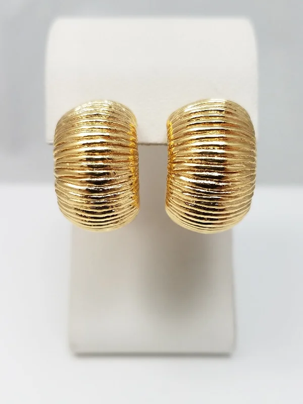 Handcrafted Silver Earrings-Italian 18k Yellow Gold Chunky Textured Hoops