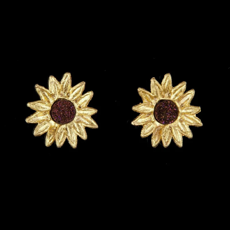 Crystal Stud Earrings-Sunflower Earrings - Petite Post